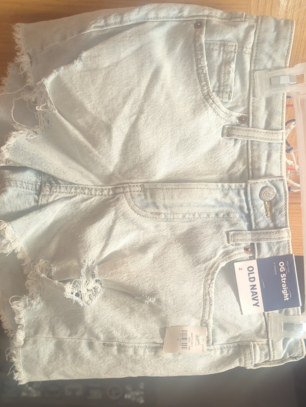Old Navy Light Blue Distressed High-Rise Jean Shorts